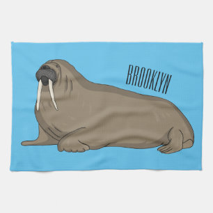 Walrus cartoon illustration kitchen towel