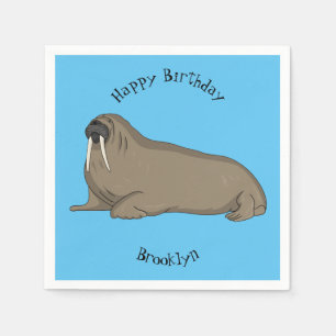 Walrus cartoon illustration  napkin