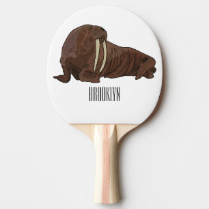 Walrus cartoon illustration ping pong paddle