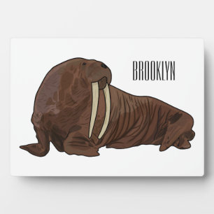 Walrus cartoon illustration plaque
