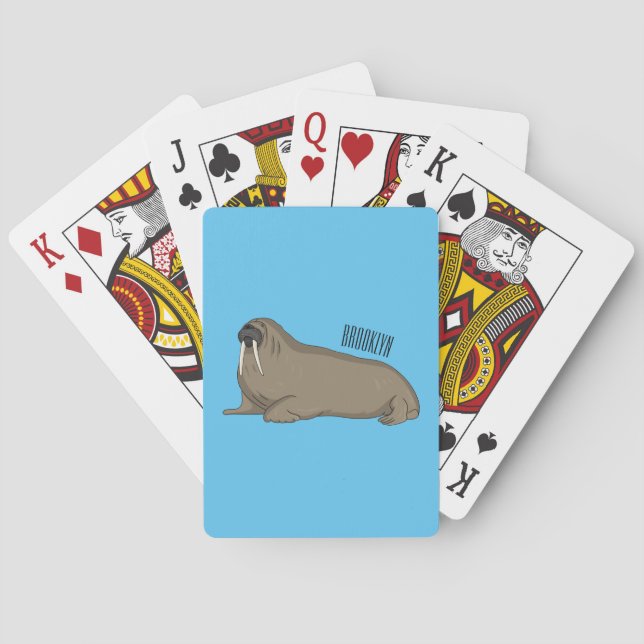 Walrus cartoon illustration playing cards (Back)