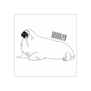 Walrus cartoon illustration rubber stamp