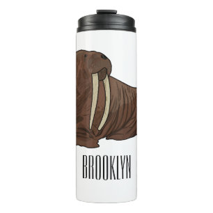 Walrus cartoon illustration thermal tumbler