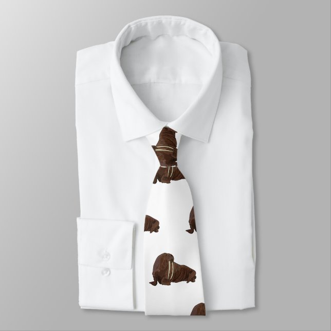 Walrus cartoon illustration tie (Tied)