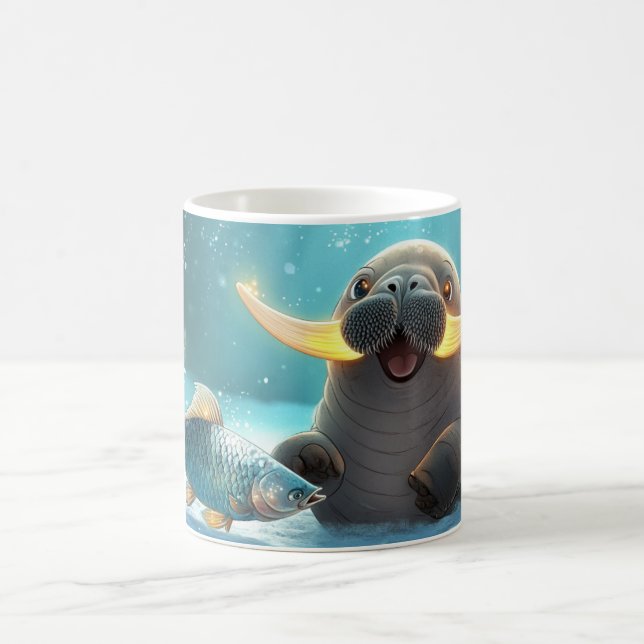 walrus Cartoon Style vibrant Cute Colorfull Coffee Mug (Center)