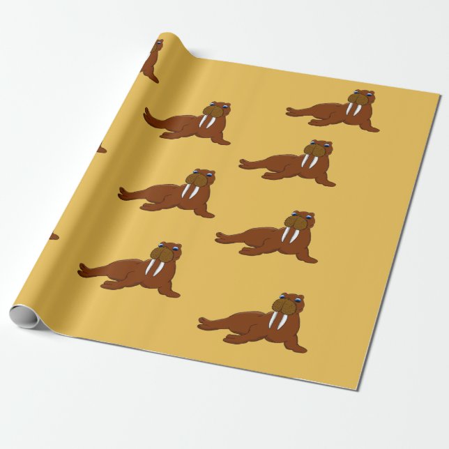 Walrus design wrapping paper (Unrolled)