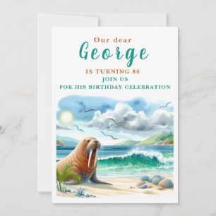 Walrus d'été - Carte d'invitation d'anniversaire