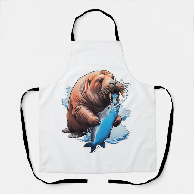 Walrus Fishing In The Sea Apron (Front)