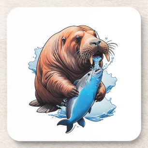 Walrus Fishing In The Sea Coaster