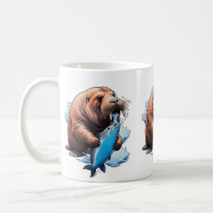 Walrus Fishing In The Sea Coffee Mug