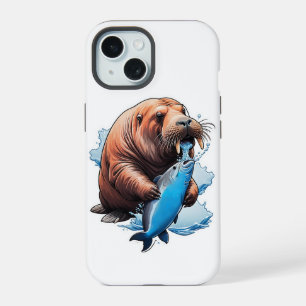 Walrus Fishing In The Sea iPhone Case