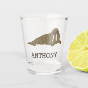 Walrus Graphic Realistic Style Illustration Shot Glass