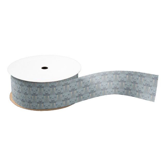 Walrus Moustache Pattern Grosgrain Ribbon (Spool)