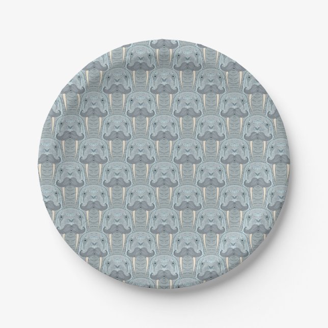Walrus Moustache Pattern Paper Plate (Front)