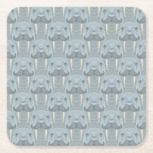 Walrus Moustache Pattern Square Paper Coaster