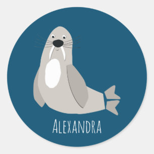 Walrus personalized classic round sticker