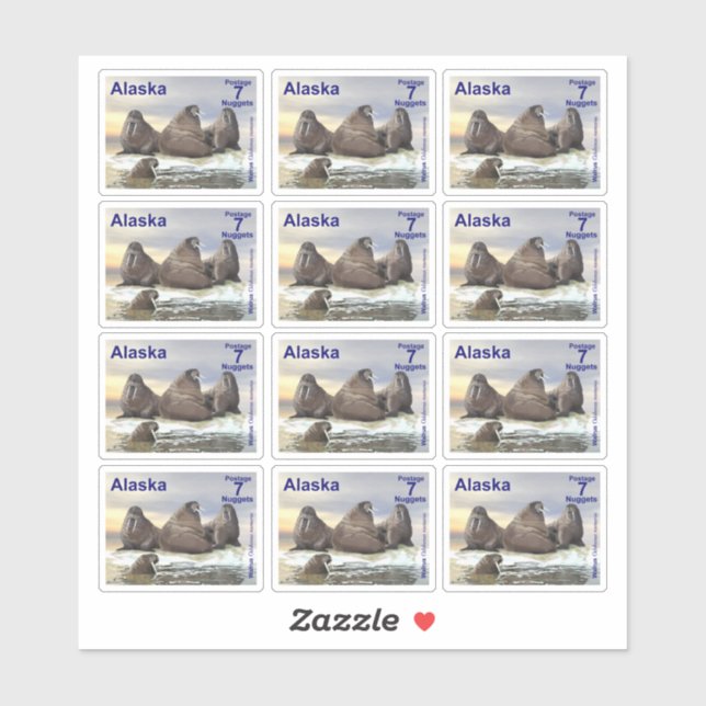 Walrus - Quatre Frères - Alaska Postage Sticker (Feuille)