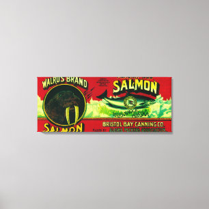 Walrus Salmon Can LabelHarkanock, AK Canvas Print