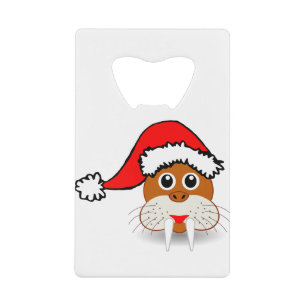 Walrus Seal Fangs Animal Christmas Santa Claus Credit Card Bottle Opener