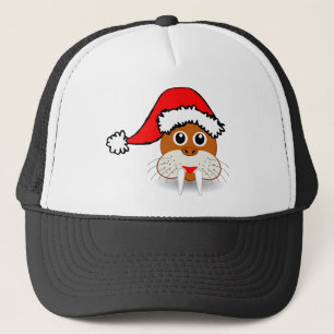 Walrus Seal Fangs Animal Christmas Santa Claus Trucker Hat