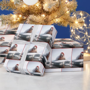 Walrus Wearing a Santa Hat Wrapping Paper