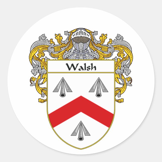 Walsh Coat of Arms (Mantled) Classic Round Sticker (Front)