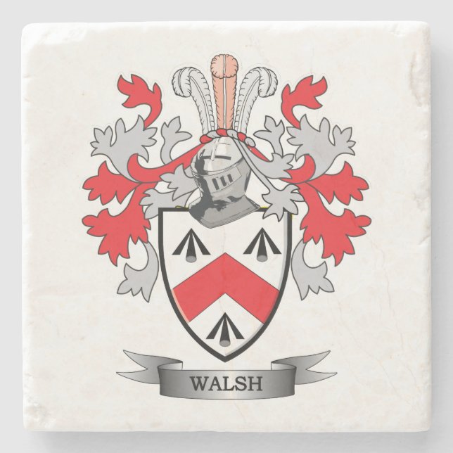 Walsh Coat of Arms Stone Coaster (Front)