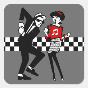 Walt Jabsco & Betty Beat in Grey II Square Sticker