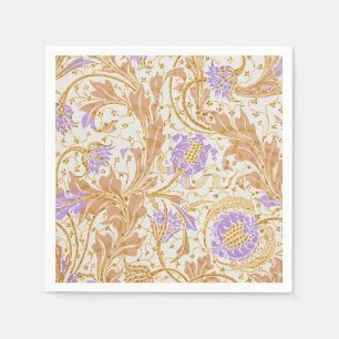 Walter Crane Arts and Crafts Purple Floral Art Napkin