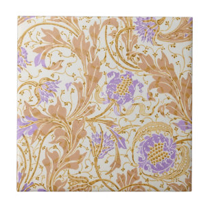 Walter Crane Arts and Crafts Purple Floral Art Tile