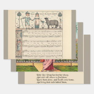 Walter Crane Baa Baa Black Sheep Nursery Rhyme  Wrapping Paper Sheet