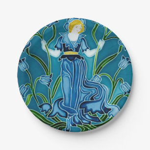 Walter Crane Bluebell Art Nouveau Flower Maiden Paper Plate