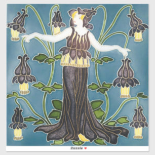 Walter Crane Columbine Art Nouveau Purple Flower