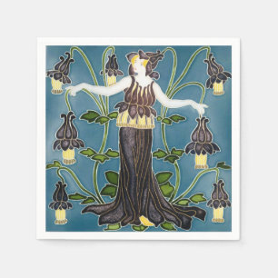 Walter Crane Columbine Art Nouveau Purple Flower Napkin
