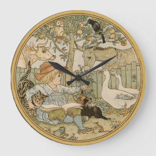 Walter Crane Garçon avec Animaux Horloge murale