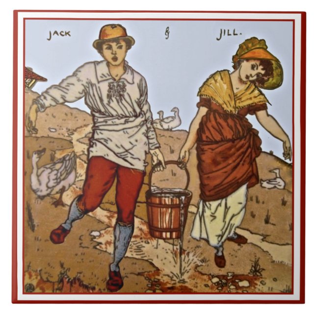 Walter Crane "Jack & Jill" c1890 Repro Tile (Front)