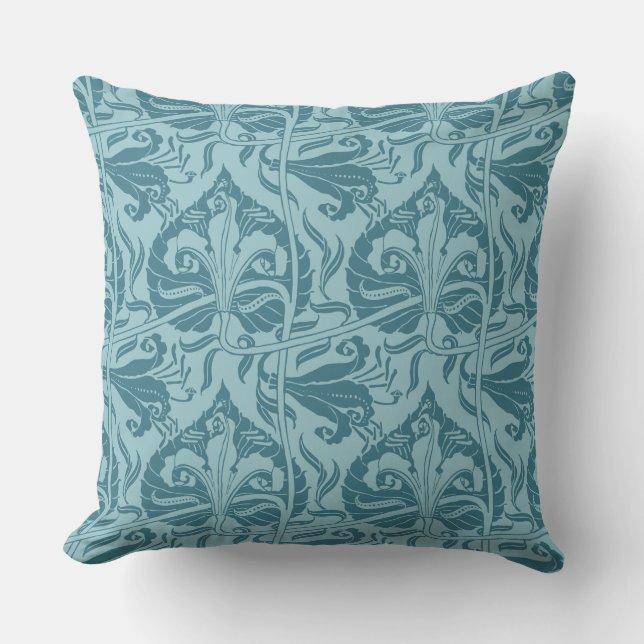 Walter Crane Lily Pattern Throw Pillow (Front)