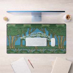 Walter Crane May Tree Wallpaper Green Blue Desk Mat