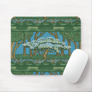 Walter Crane May Tree Wallpaper Green Blue Mouse Pad