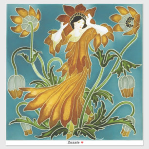 Walter Crane Orange Tulip Art Nouveau Floral