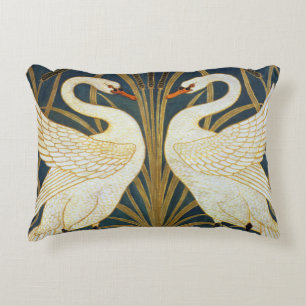 Walter Crane Swan  Rush And Iris Art Nouveau Accent Pillow