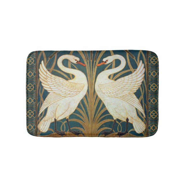 Walter Crane Swan, Rush And Iris Art Nouveau Bath Mat (Front)