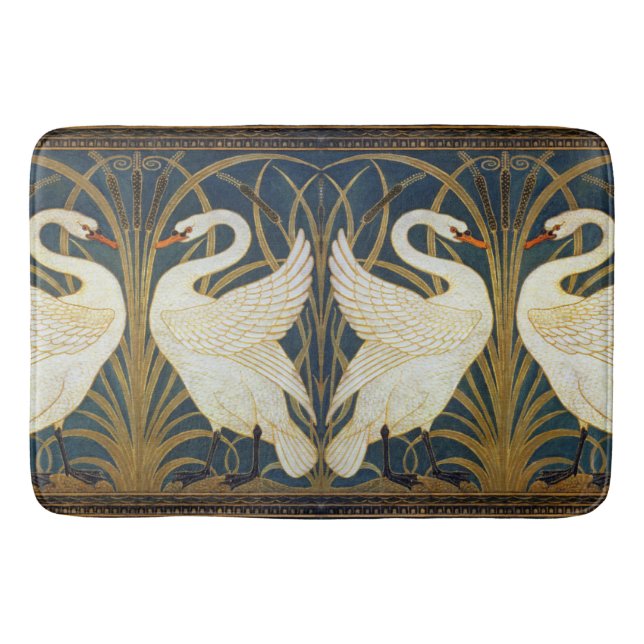 Walter Crane - Swan, Rush And Iris Art Nouveau Bath Mat (Front)
