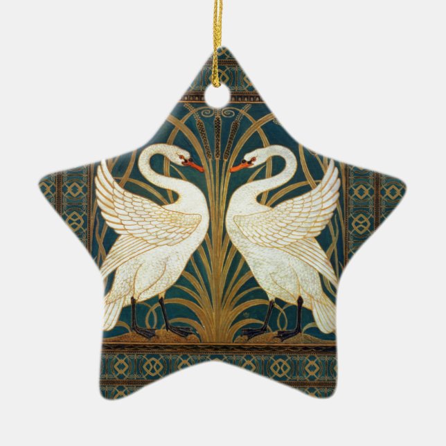 Walter Crane Swan, Rush And Iris Art Nouveau Ceramic Ornament (Front)