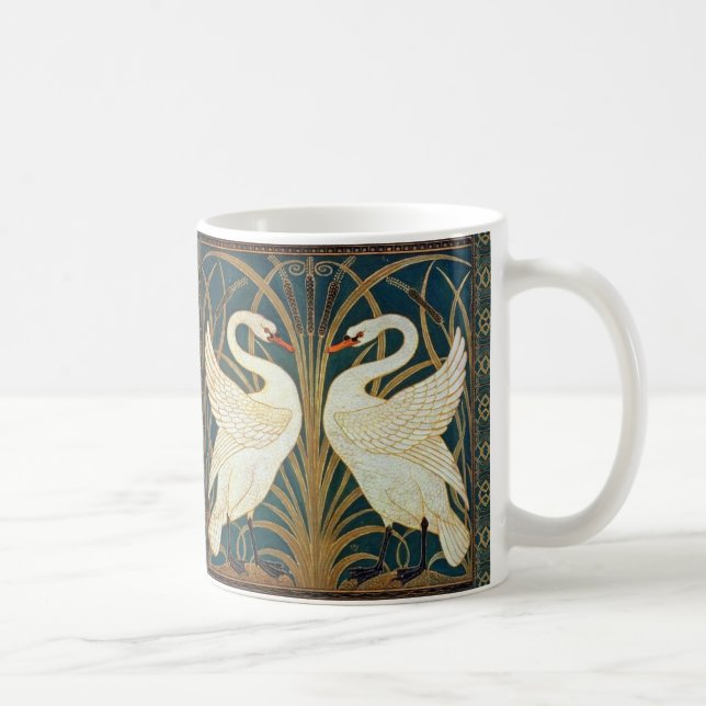 Walter Crane Swan, Rush And Iris Art Nouveau  Coffee Mug (Right)
