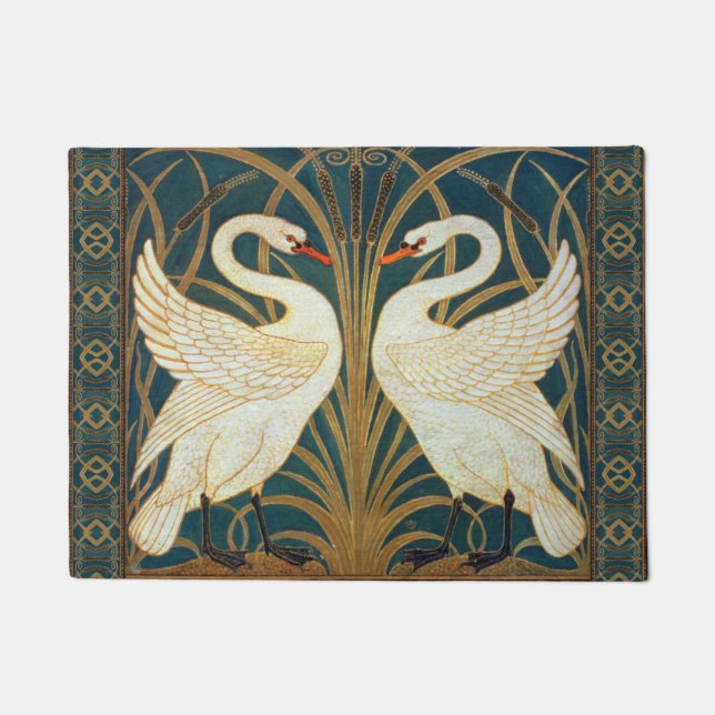 Walter Crane Swan, Rush And Iris Art Nouveau Doormat (Front)