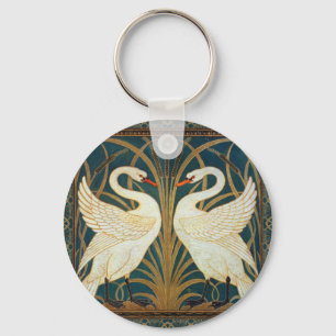 Walter Crane Swan, Rush And Iris Art Nouveau Keychain