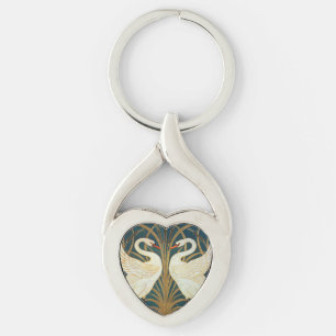 Walter Crane Swan, Rush And Iris Art Nouveau Keychain