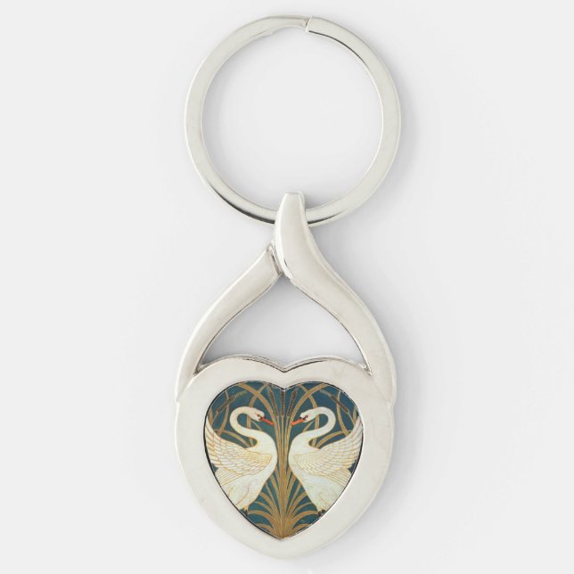 Walter Crane Swan, Rush And Iris Art Nouveau Keychain (Front)