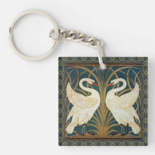 Walter Crane Swan, Rush And Iris Art Nouveau Keychain